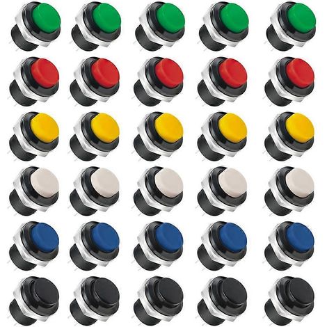 jeu de 30 interrupteurs à bouton R13-507 à réarmement automatique, sans verrouillage, ouverture de 16 mm (1/5)