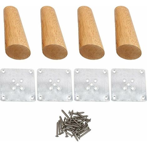 12 cm de hauteur Bois Couleur Oblique conique Fiable meubles en bois pieds de meuble canapé pieds 4 pièces (1/5)