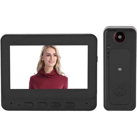 Sonnette vidéo sans fil intelligente, écran 4,3 pouces, grand angle 170°, interphone bidirectionnel, enregistrement automatique, sonnette de sécurité (1/5)