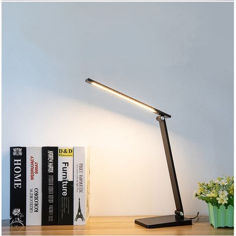 Lampe de Bureau LED, Lampes de Table Dimmable 8196LED, 5 Modes de Couleur et Luminosité Réglable Contrôle Tactile Protection des Yeux 360° Rotative Lampe de chevet Avec Fonction Minuterie Mémoire (1/5)