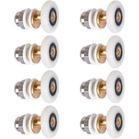 8 Pièces Roulettes Douche 25mm, XU, Roulette Porte Coulissante Douche Roulement pour Porte de Douche - (1/4)