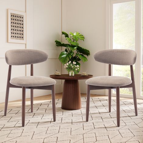 COLAMY Chaise D6270-CAM-FB - Chaises en bois massif – Lot de 2, robustes et élégantes, style nordique minimaliste, idéales pour salle à manger et cuisine,marron