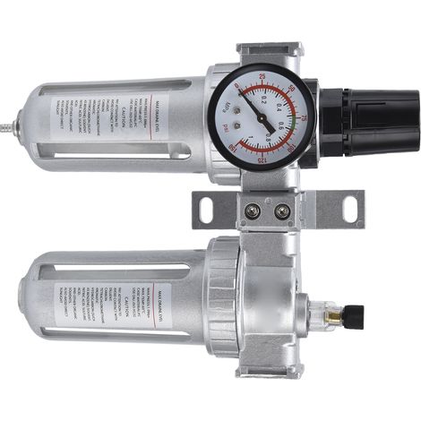 Filtre à air comprimé avec régulateur de pression et manomètre, séparateur d'eau pour compresseur, lot de 2 unités SFC400 (1/5)