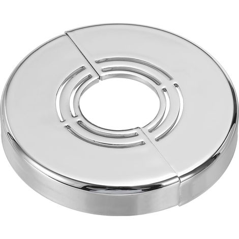 Rosetón de pared dividida (diámetros 0,8 / 1 / 1,3 pulgadas), placa de cubierta redonda de ABS (0,4 pulgadas de grosor, recortable) con sistema de clip para tuberías de agua y grifos – Plata (1/5)