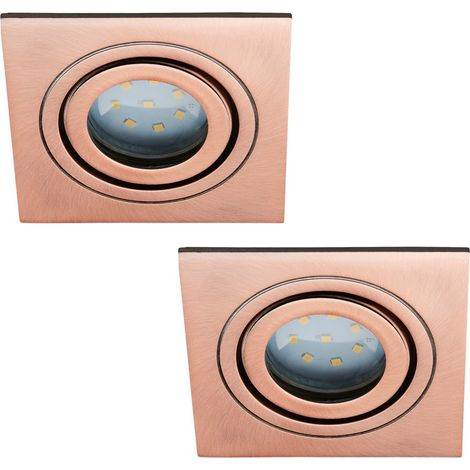 Litecraft Recessed Downlights Square Tiltable Spotlights in Brushed Copper - 2 Pack (1/5)