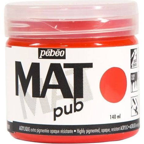 Peinture Acrylique - PEBEO - Rouge Vermillon - 140ml - Finition Mat - Extra Fine (1/2)
