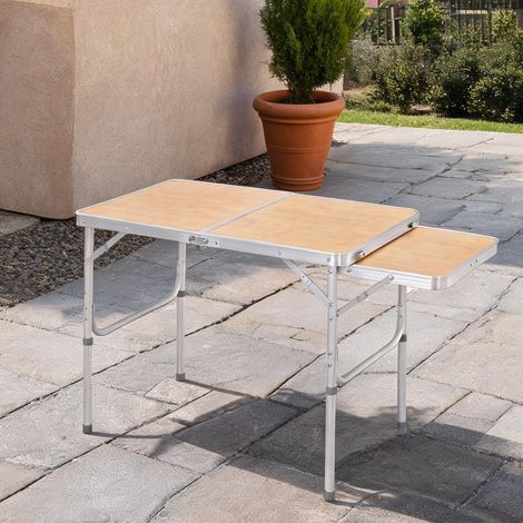 Table de camping pliante 2 niveaux pliable 90 x 60 x 70 cm (1/5)