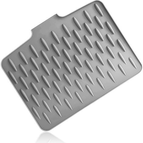 Tapis Egouttoir Vaisselle, Tapis Egouttoir Vaisselle Silicone, avec Évacuation Abtropfmatte Geschirr, 40 X 32,5 cm, Gris Clair, pour Égoutter la Vaisselle, Les Fruits et Les Légumes