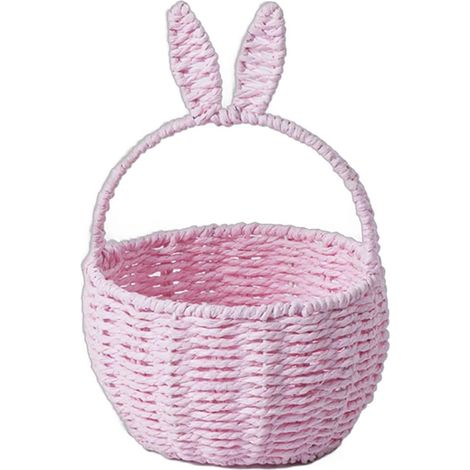 Panier de rangement en corde de papier avec oreilles de lapin, accessoire de rangement élégant pour vêtements, outil de pique-nique portatif et fleuri, oreilles de lapin (1/5)