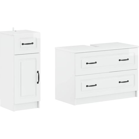 2-teiliges Badezimmer Schrank Set UTRECHT Hochglanz Weiß vidaXL (1/5)
