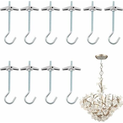 Crochet Plafond Suspension,10 Pcs M4 / 90mm Crochet de Fixation au Plafond en Acier au Carbone Ressorts a Bascule Aile Boulons Crochets de Plafond Antirouille pour Plafond Plantes Mur Maison，Su