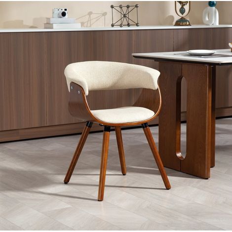 Silla de comedor de madera y poliéster beige, 62 x 55 x 75 cm, FloraGrace (1/5)
