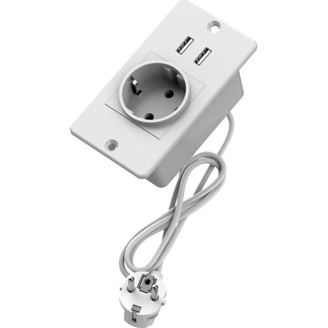 Multiprise encastrée de Petite Taille 4000 W pour Plan de Travail, Prise de Table encastrée avec 2 USB, Prise USB intégrée, multiprise pour Meubles, Plan de Travail (1/5)