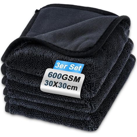 Mikrofasertücher 3er Set 600GSM 30x30cm, fusselfrei, schnelltrocknend (1/5)