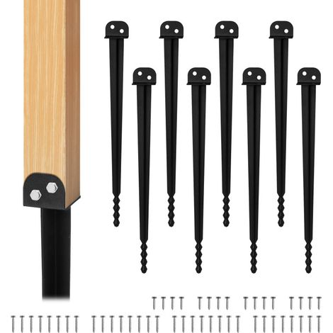 Jopassy 8 pezzi supporto per palo da infilare 700 mm, fissaggio robusto per pali in legno quadrati (1/5)