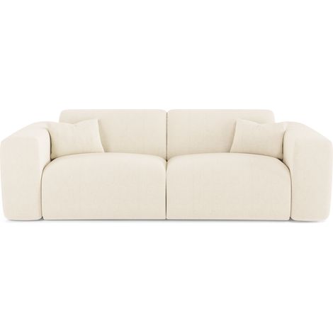 Canapé convertible express dunlopillo 140cm 3 places en velours côtelé crème MYRA (1/5)