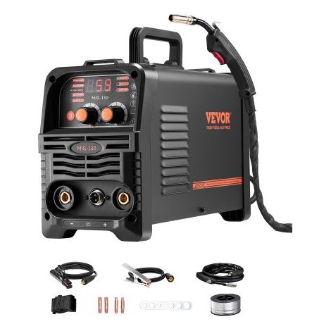 Soldador MIG 130 A Multiproceso con Núcleo Fundente 3 en 1, Soldador MIG Portátil con Tecnología de Inversor IGBT y Pantalla de Visualización Digital, Amplias Aplicaciones, 320 x 150 x 250 mm (1/5)