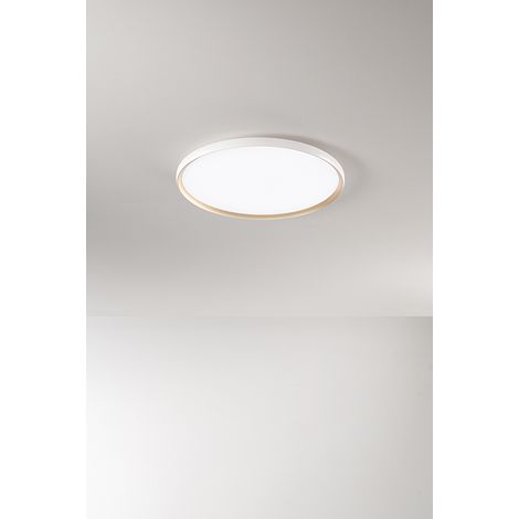 Plafonnier Led Circulaire En Métal Blanc Mat Et Or, 45W Cct Dimmable, Diamètre 58,5 Cm, Éclairage D'Intérieur De Design - Perenz