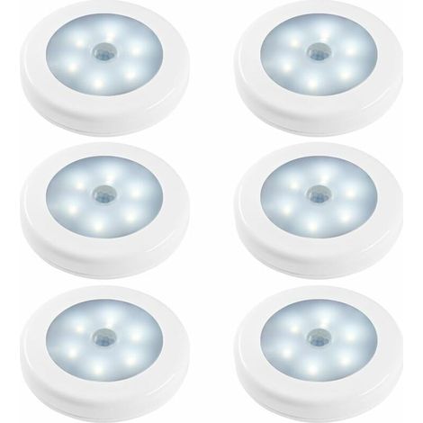Lampes de Nuit Détecteur de Mouvement, Lot de 6 Action Activée Capteur de Luminosité LED Lumières dans Obscurité pour Chambre à Coucher Toilette Cuisine Couloir Placard Armoire Escalier [Classe énergé (1/4)