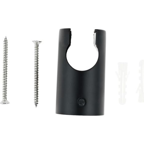 Matte Black Stainless Steel Wall Mounted Shower Head Holder, G1/2 Fixed Shower Head Holder, Wall Mounted Screw-In Shower Holder with Screws and Anchors for Bathroom (1/5)