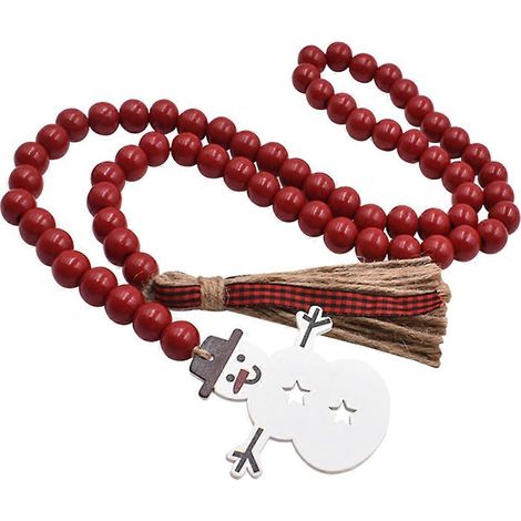 Guirlande de perles en bois avec pompon, décoration de Noël à suspendre, collection de 3 pièces (1/5)
