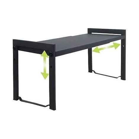 Ausziehbares Küchenregal 35-66 cm - Verstellbares und stapelbares Gewürzregal für die Arbeitsplatte, verstellbar für Schränke, ausziehbares Schrankregal - Küchenaufbewahrungslösung (1 Stück schwarz M) (1/5)