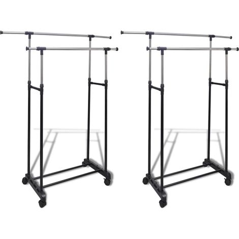 Porte-manteaux réglables 2 pcs pour Chambre, Salon, Salle de Bain - 2 rails d'accrochage BV481423 - BonneVie (1/5)