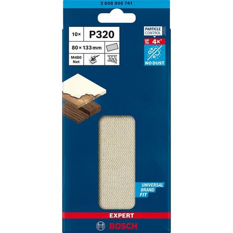 BOSCH EXPERT rechteckige Schleifblätter Holz und Farbe Netto M480 - 80X133mm - G320 - 2608900741
