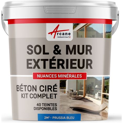 BETON CIRÉ: KIT KUNSTHARZ-BETONBESCHICHTUNG FÜR DRAUSSEN - Böden, Wände, Terrassen, Balkone, Treppen - Berliner Blau - 2 m²-Kit (2 Schichten)