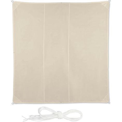 Quadratisches Sonnensegel, Sonnen- und UV-Schutz für die Terrasse, wasserabweisendes Gewebe, 4 x 4 m, beige