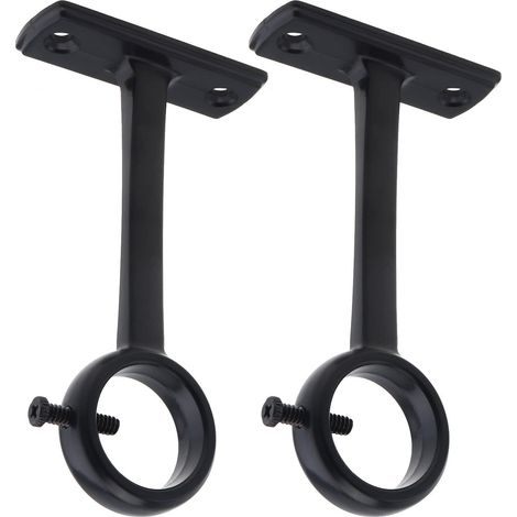 Supports de Tringle à Rideaux, 2 Pièces Aluminium Support Tringle Rideau Plafond pour Barre 20mm à 25 mm, Accessoire Tringle à Rideaux Plafond (Noir) (1/5)