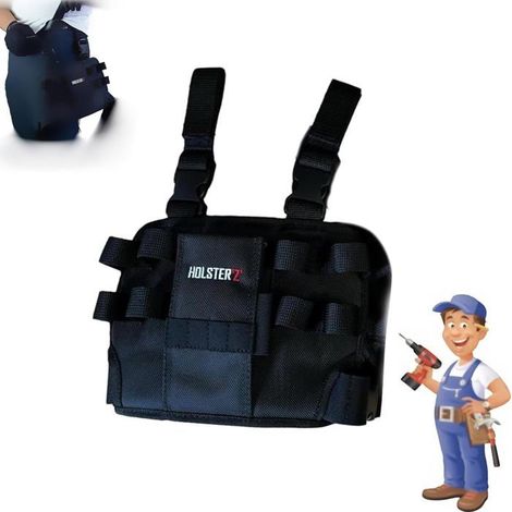 Sac à outils, pochette de jambe, sac à outils multifonctionnel pour électriciens, sac à outils avec clip ceinture, petite poche à (1/4)
