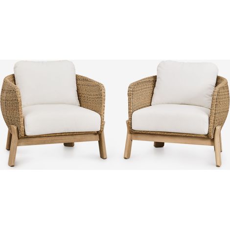 Lot de 2 fauteuils Leilan en bois d'acacia et rotin synthétique SKLUM (1/5)