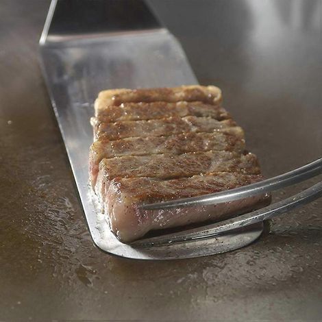 Pelle à steak 1 pièce avec manche en bois, pelle à barbecue en acier inoxydable à base plate, outil de cuisson polyvalent pour la maison et la salle à manger (blanche)-White (1/3)