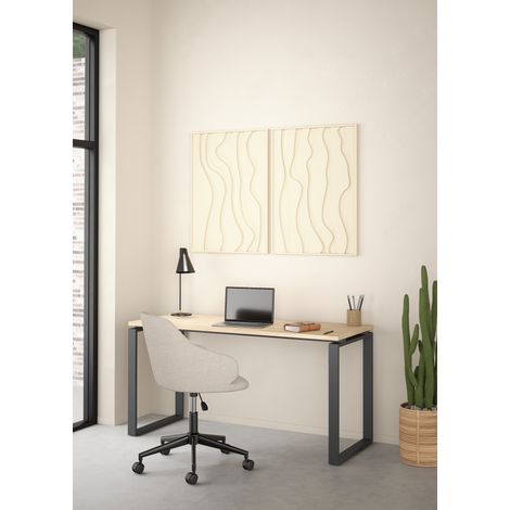 SCRIVANIA MOD. SIGN CM 150X60 H. 75.6 JACKSON HICKORY E ANTRACITE (1/5)