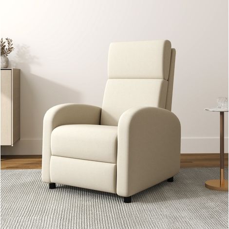Poltrona relax reclinabile con poggiapiedi, 64 x 86 x 102 cm, bianco crema HAVRYA (1/4)