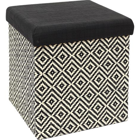 Coffre - HOME DECO FACTORY - Pliable - Tressé - Noir et marron