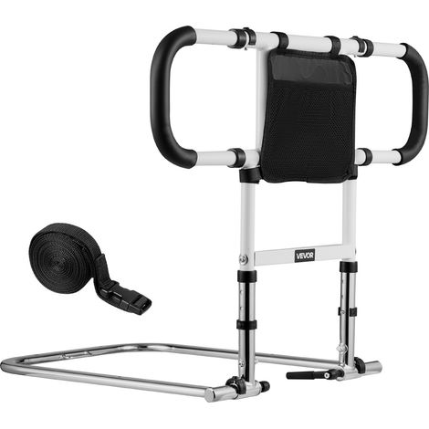 Barrière de lit pour personnes âgées, pliable et extensible, barre d’appui pour lit, avec poignées latérales et main courante en PU, hauteur réglable, tube en acier au carbone, pour patients (1/5)