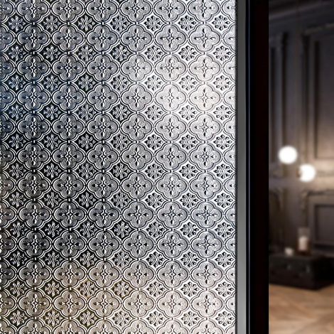 Film de confidentialité pour fenêtre motif floral statique décoratif anti UV fenêtres 60 x 200 cm 200 cm 60 x Verre (1/5)