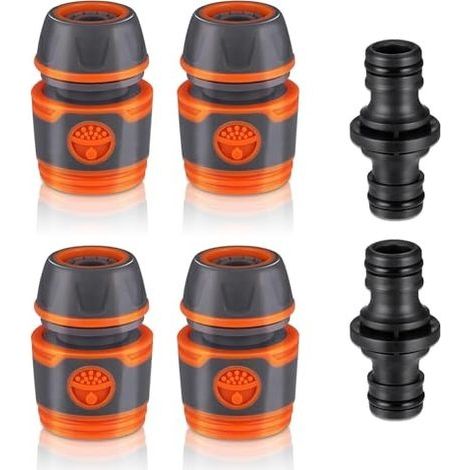 Pmueuff 4 Pièces Raccord Tuyau D'arrosage Ensemble, 13 mm (1/2 Pouce) Connecteur de Tuyau D'irrigation Raccords D'arrosage Rapides Extension de Raccord Tuyau D'arrosage pour Jardin, Lavage de Voiture (1/5)