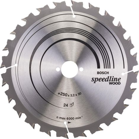 Bosch Professional 1x Lama per Sega Circolare Speedline for Wood (per Legno, Ø 250 x 3.2 x 30 mm, 24 Denti, Accessorio Sega Circolare)