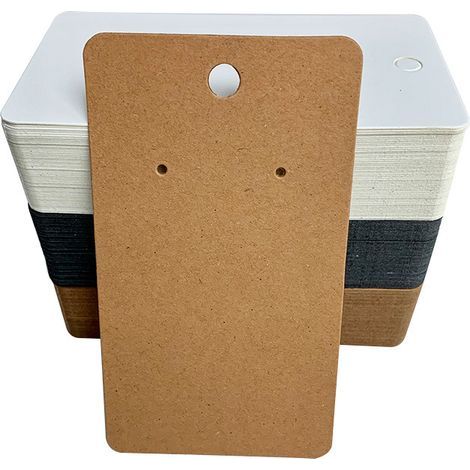 Kraft Cardboard Display and Packaging for Costume Jewelry (Pack of 300) - 8.9 x 5 cm - Black, White and Brown Jewelry Packaging - For Jewelry, Necklaces, Earrings and Studs (1/4)