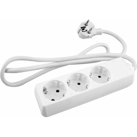 Base Blanche : multiprise 3 Prises idéale pour connecter Plusieurs appareils simultanément. avec Un câble de 1,5 m, Elle Offre polyvalence et sécurité dans n'importe Quel Espace de Votre Maison.