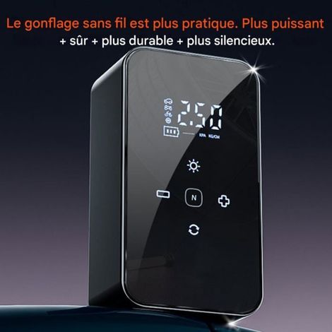Pompe à air électrique à écran tactile, compresseur rechargeable pour voiture moto camping-car VTT garage (1/5)