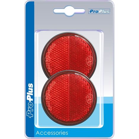 Reflector rojo 58mm autoadhesivo con placa base 2 piezas en blister