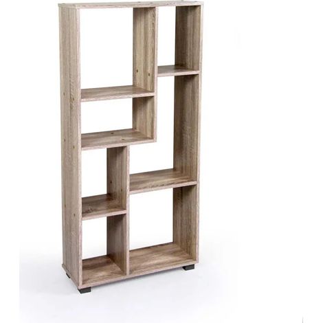 Regal Atena Bücherregal 60 x 24 x 127 cm in Natur Eiche, modernes Design mit asymmetrischen Fächern