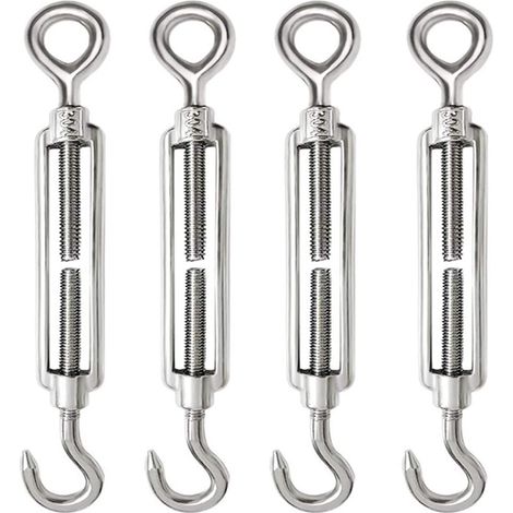 Set of 4 M8 Tensioner Cable - Stainless Steel 304 Adjustable Hook and Eye for Wire Tensioner Cable Steel Rope Hook Tensioner Accessories (1/5)