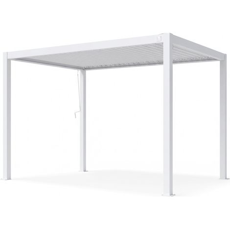 Pergola Bioclimatica 3x4 Metri Gazebo Con Tetto A Lamelle Orientabili Sistema Di Scolo Struttura In Alluminio E Acciaio Resistente Ai Raggi Ultravioletti Per Giardino Terrazza E Piscina Bianco Opaco (1/5)