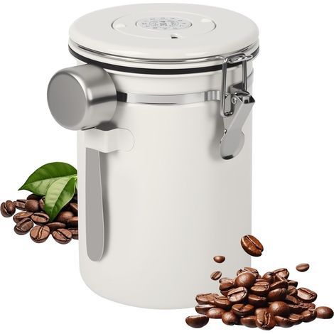 1.8L Stainless Steel Airtight Storage Container with Measuring Spoon, Airtight Storage Container for Coffee Beans, Ground Coffee, Nuts, Sugar, Cereal (1/5)
