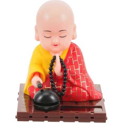 Figurine de moine à tête oscillante à énergie solaire, statue de moine Bouddha, décoration pour la maison ou le tableau de bord de voiture
